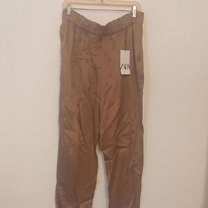 Zara Tan Elastic-Waist Trousers